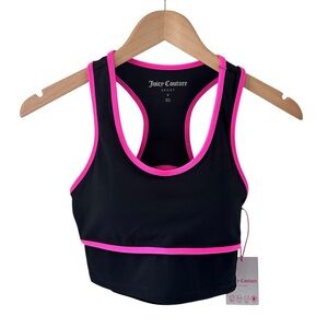 Juicy Couture Racerback Sports Bra Black Pink Medium NWT